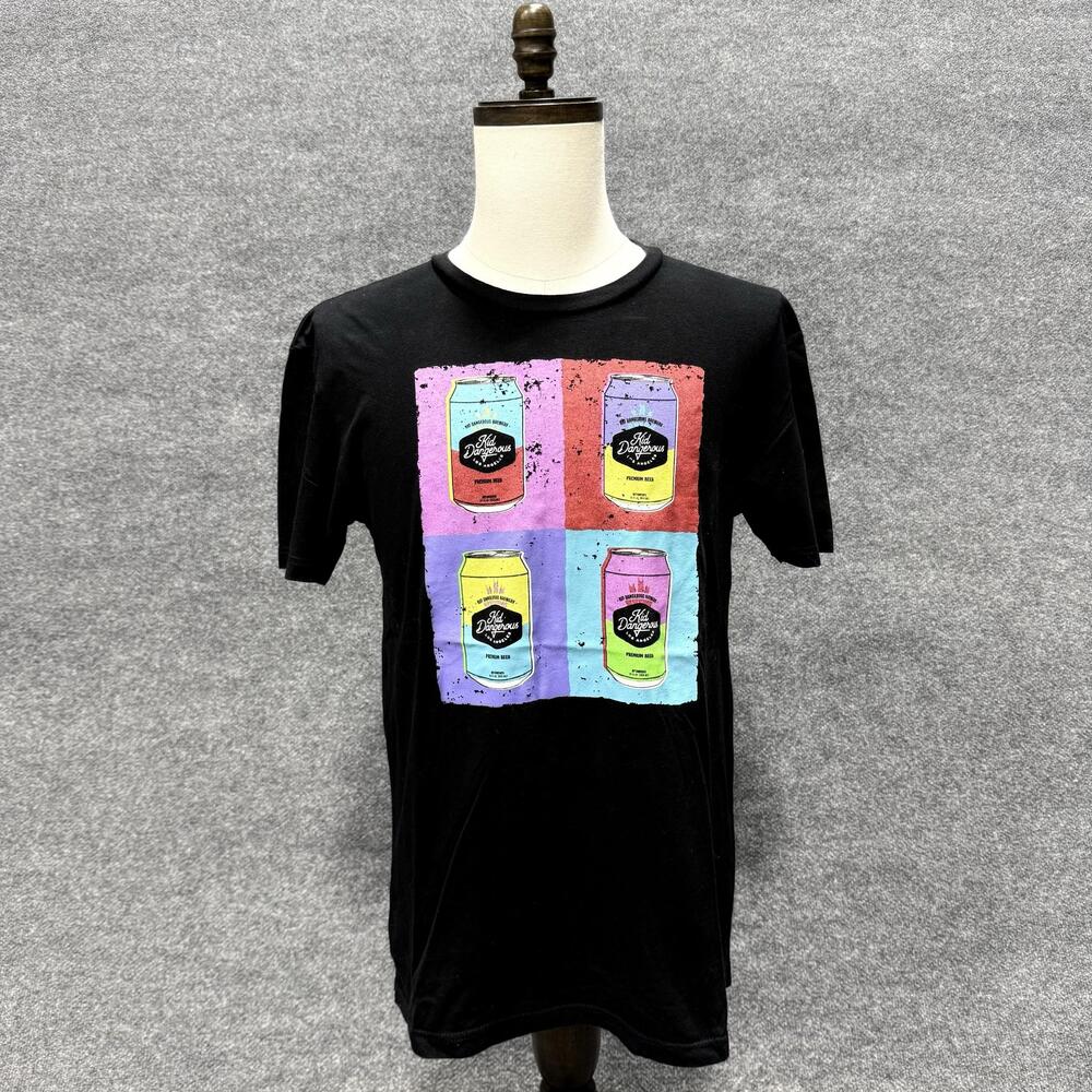 Kid Dangerous Beer Cans Pop Art Shirt Mens Medium Black Graphic T-Shirt Tee